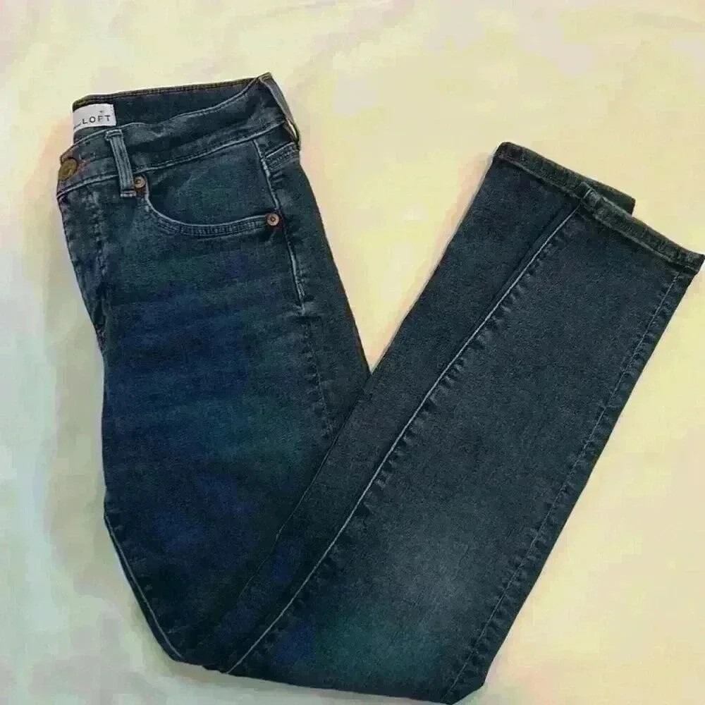 LOFT Womens Modern Skinny Crop Jeans Size 4/27 Dark Wash Blue Stet Casual